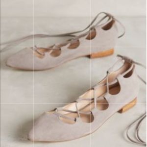 Anthropologie suede lace up flats